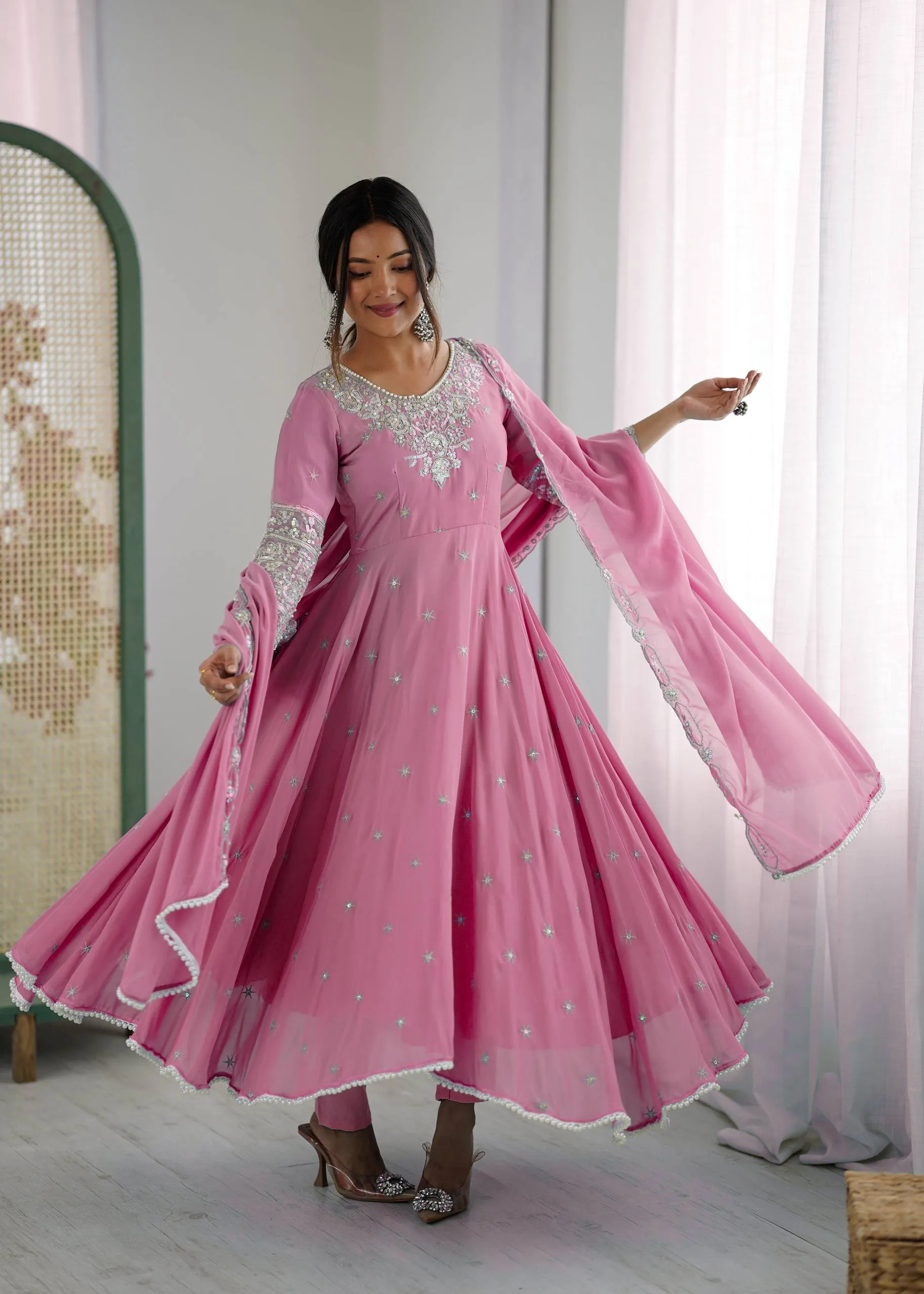 Beautiful Sabina 5012 Blooming Sequence Embroidery Anarkali Gown Bottom With Dupatta 2026