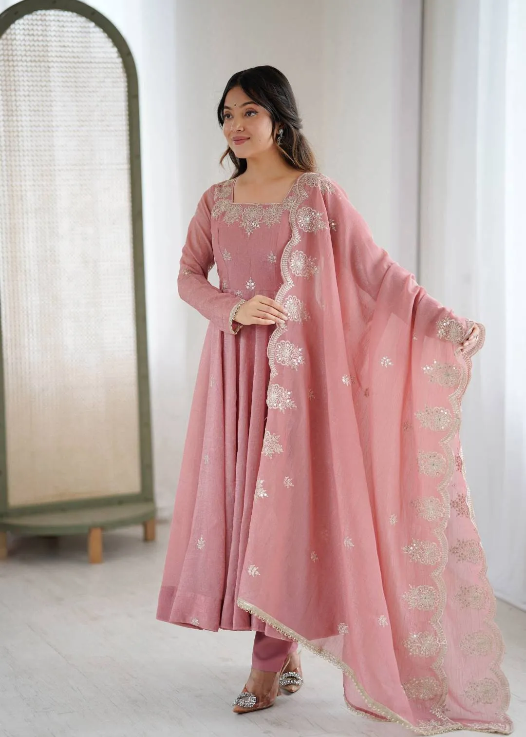 Stylish Sabina 5011 Crunchy Silk Sequence Embroidery Anarkali Gown Pant Dupatta 2026