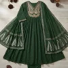 Stylish Shiv 3013 Cotton Embroidery Forest Green Festival Anarkali Gown 2026