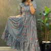 Launching ZT 222 Mul Chanderi Printed Daily Wear Frock For Woven Trending Collection 2026