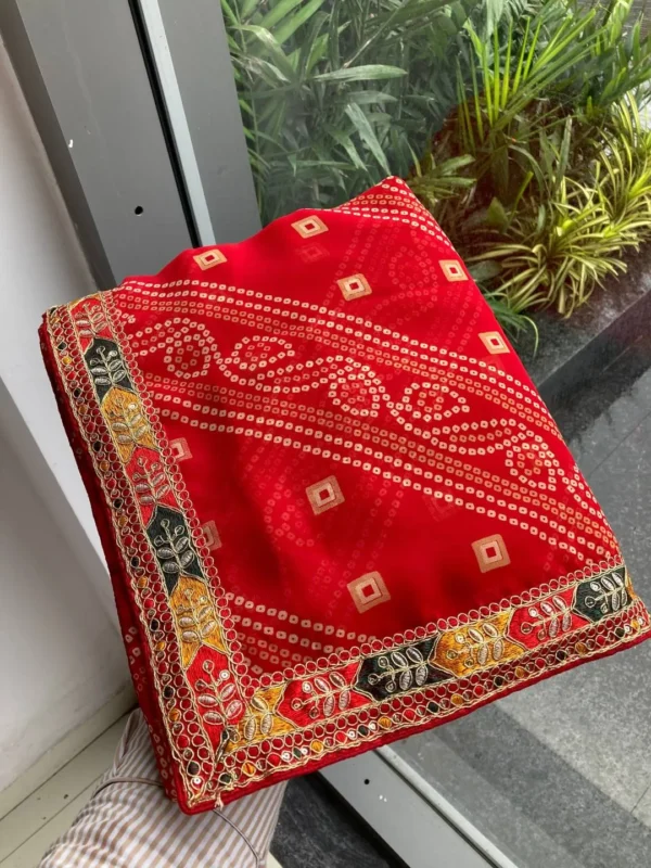 Latest Kiara Sarika Georgette Printed Embroidery Work Festival Saree 2026