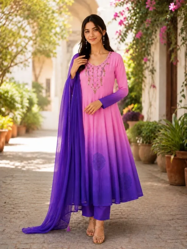 Stylish Yasu Madhu Orange Chiffon Hand Work Anarkali Gown 2026