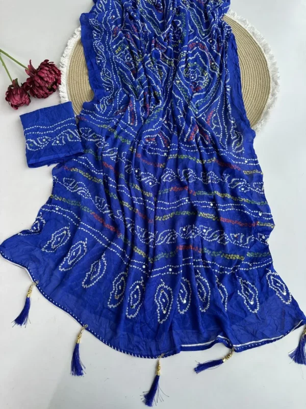 Launching Tamanna Moss Crepe Bandhej Mirror Work Saree Online Shopping 2026