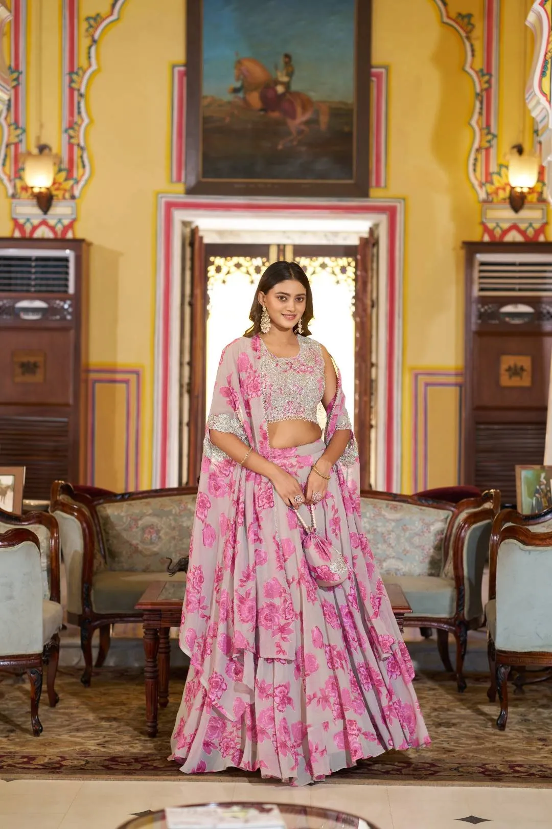 WMN 1144 Georgette Thread Embroidery Party Wear Lehenga Choli