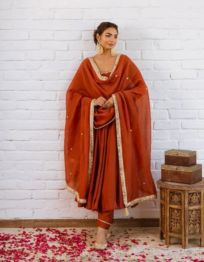 Buy Sabina 5324 Vichitra Silk Beads Work Anarkali Gown Pant Dupatta Set 2026