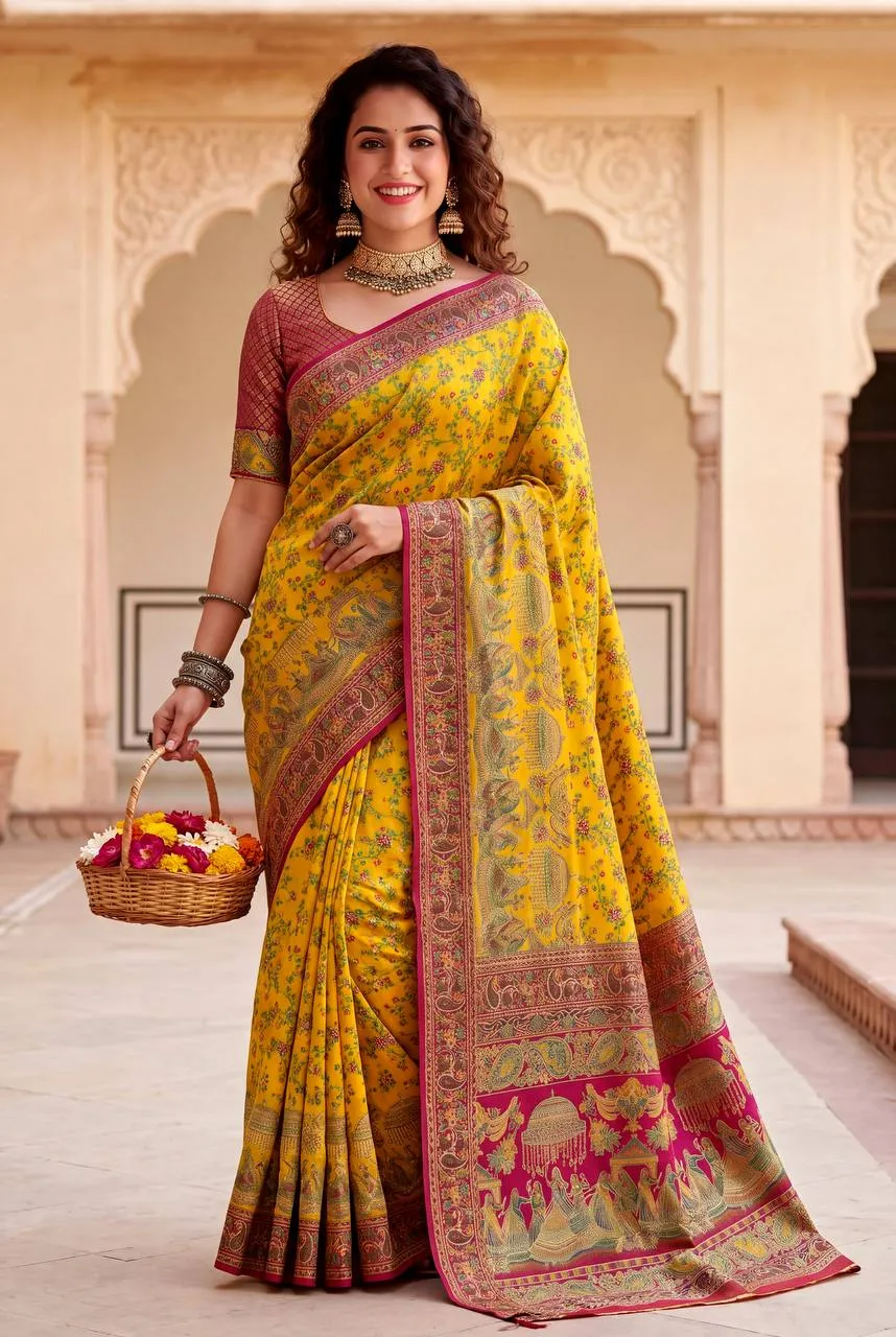 Launching Laxmi 1102 Pashmina Silk Zari Weaving Work Kashmiri Saree 2026