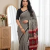 Launching WMS Satin Ajarakh Printed Mirror Work Durgapuja Saree 2026