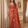 Stylish DKT 5176 Chinon Ajarakh Printed Hand Mirror Work Saree 2026