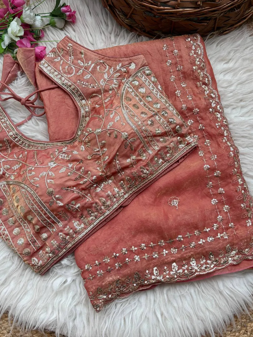 MHV Mahalaxmi Fandy Satin Silk Embroidery Work Wedding Saree