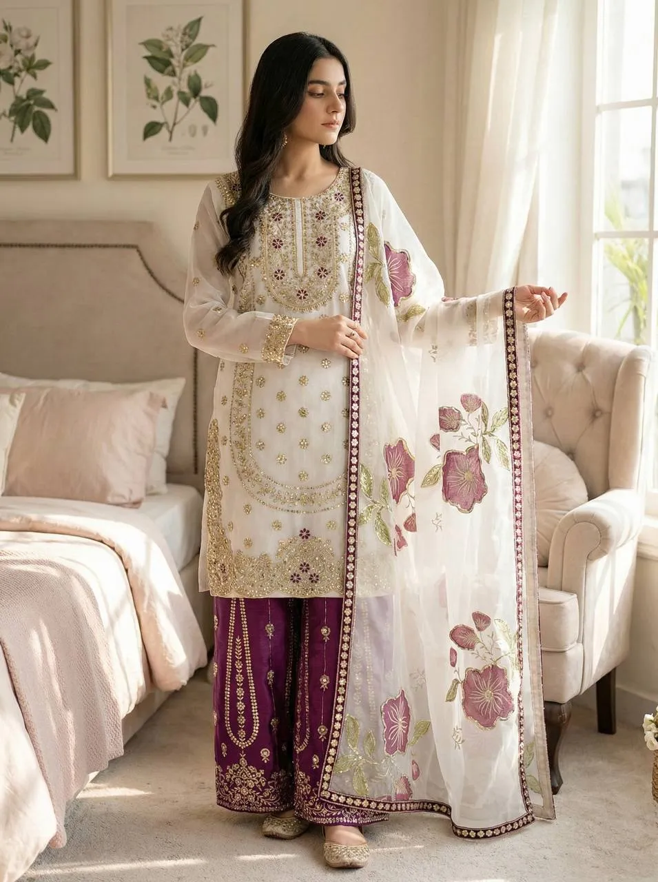 Stylish Sabina 884 Gmy Silk Embroidery Sequence Work Sharara Suit With Dupatta 2026