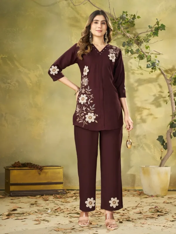 Launching Lila 161 Rayon Embroidery Thread Work Office & Party Wear Co Ords Set 2026