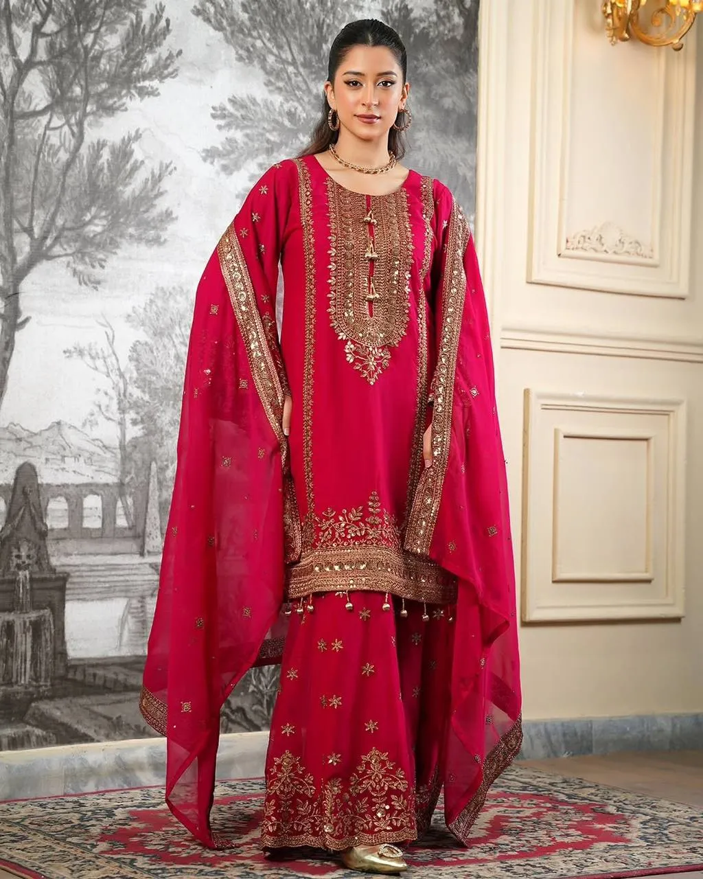 Stylish Sabina 890 Fendy Silk Embroidery Work Wedding Gharara Suit 2026