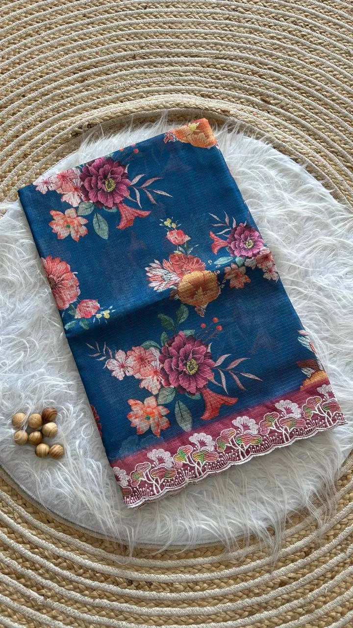 Launching MHV Aasha Printed Embroidery Thread Work Saree Wholesale Market in Surat 2026
