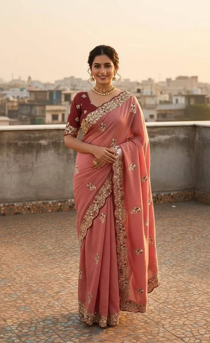 Latest Kusum 834 Sparkle Vichitra Silk Sequence Embroidery Work Saree Exporter in India 2026
