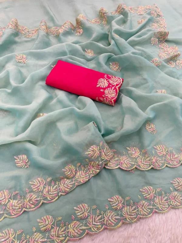 Stylish Kusum 829 Shivangi Moss Chiffon Thread Work Saree Collection 2026 2026