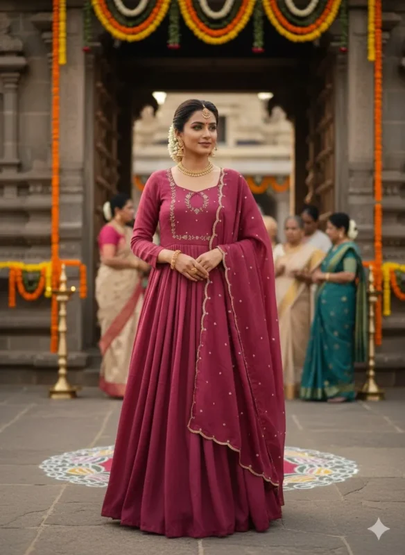 Stylish ZT 211 Vichitra Silk Hand Work Festival Gown Collection 2026