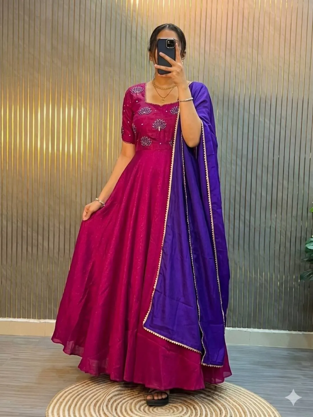 Launching ZT 216 Vichitra Silk Hand Work Festival Frock With Dupatta 2026