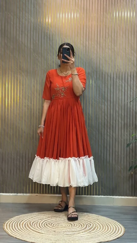 Latest ZF 213 Georgette Hand Work Frock Supplier Surat 2026