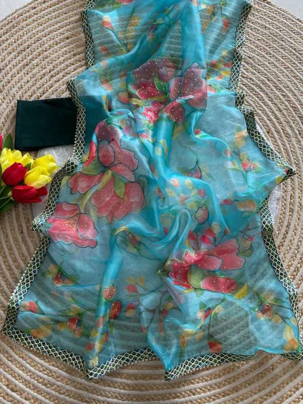 Latest MHV Sanskriti Organza Silk Hand Moti Work Daily Wear Saree 2026