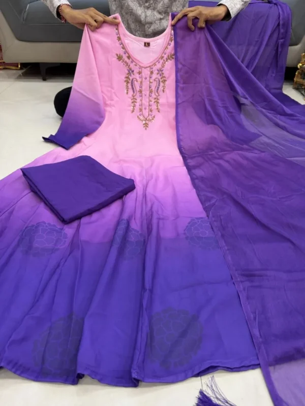 Stylish Yasu Madhu Orange Chiffon Hand Work Anarkali Gown 2026