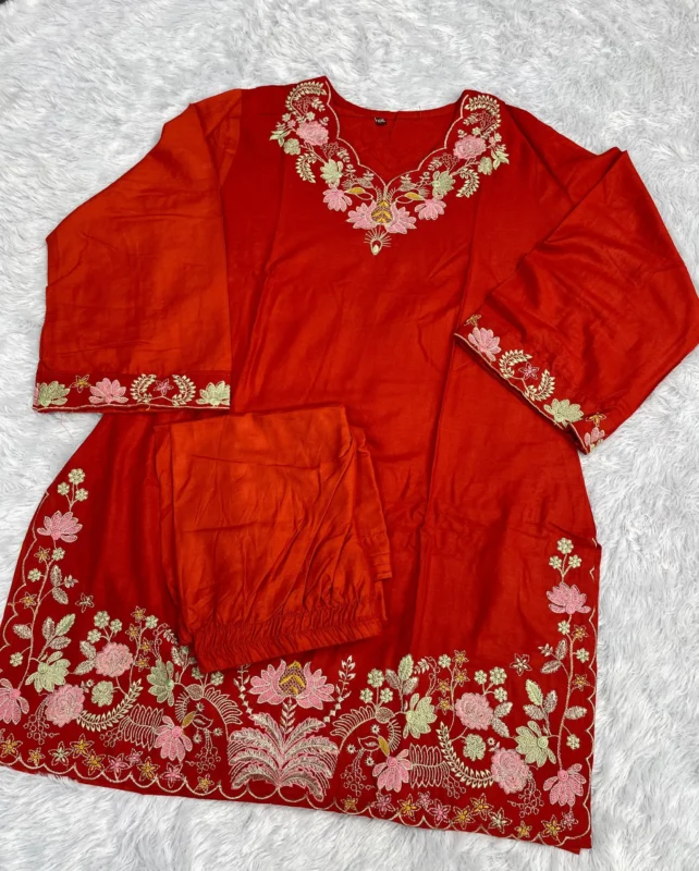 Buy SS2016 Kitty Rayon Embroidery Work Office Wear Kurti Pant Set 2026