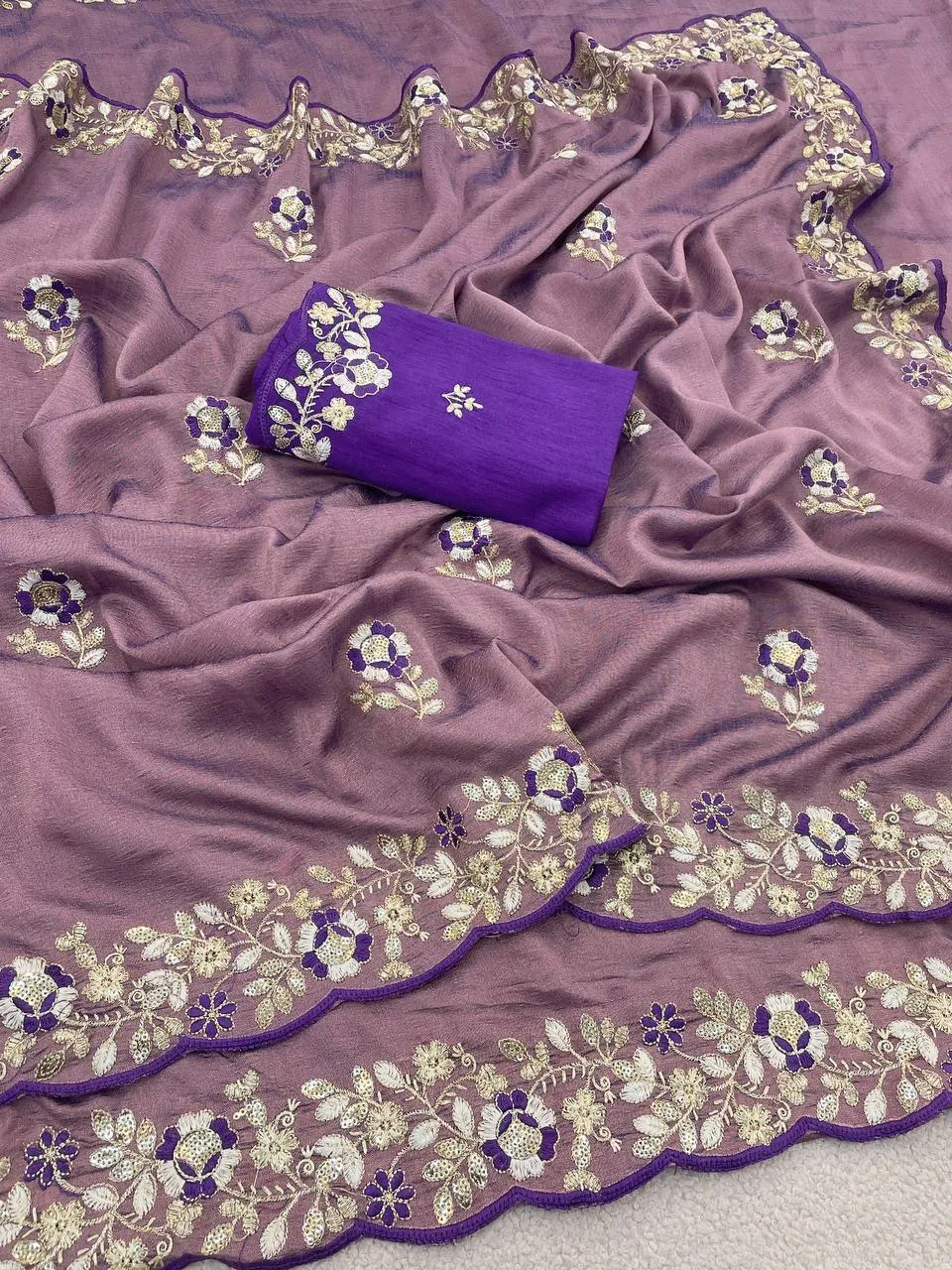 Latest Kusum 834 Sparkle Vichitra Silk Sequence Embroidery Work Saree Exporter in India 2026
