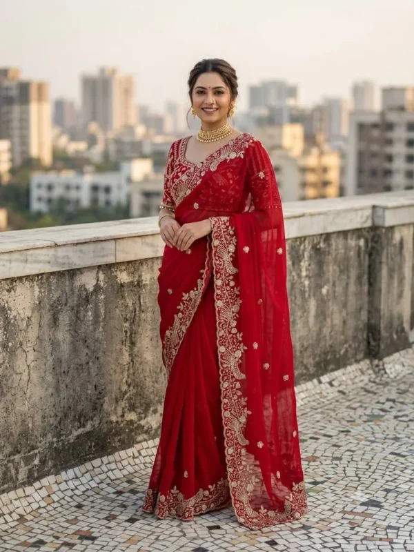 Latest Kusum 866 Fanton Fandy Satin Silk Sequence Embroidery Work Wedding Saree 2026