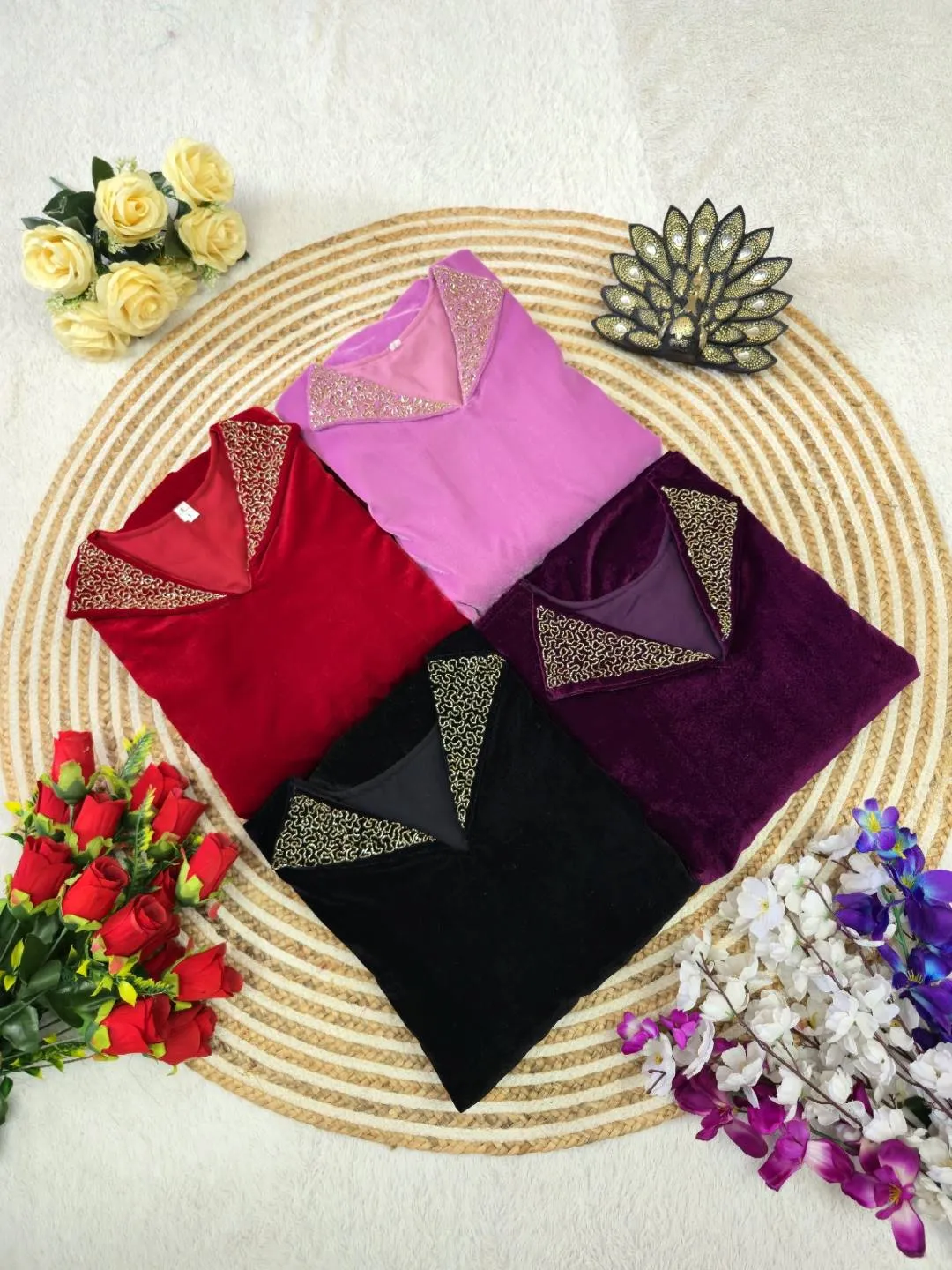 Launching ZT 209 Velvet Designer Hand Work Party Wear Frock 2026