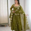 Stylish Sabina 5011 Crunchy Silk Sequence Embroidery Anarkali Gown Pant Dupatta 2026