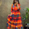 Launching ZT 222 Mul Chanderi Printed Daily Wear Frock For Woven Trending Collection 2026