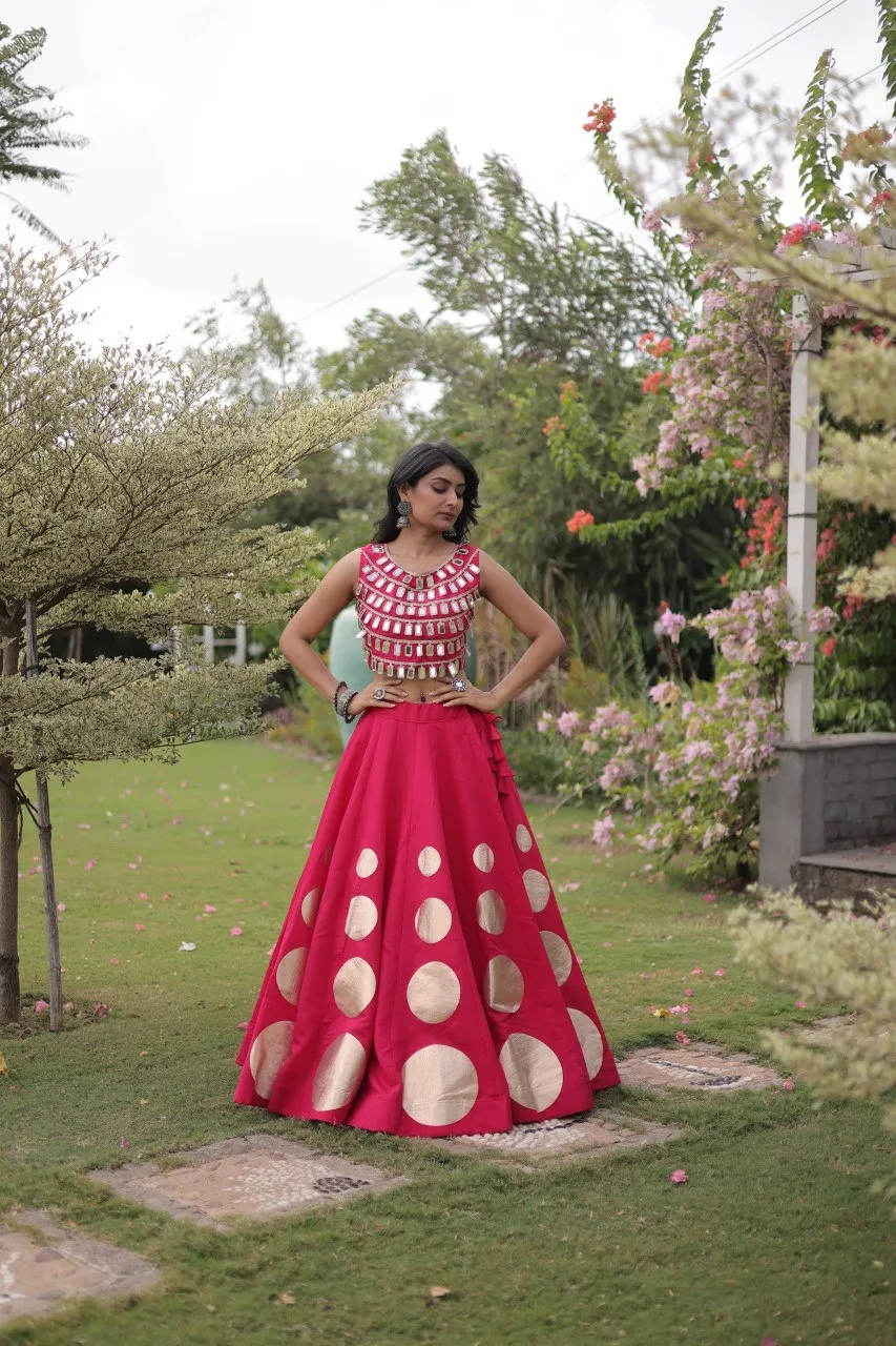 Latest Mohini 7173 Roman Silk Gota Patti Work Trending Garba Navratri Lehenga Top 2026