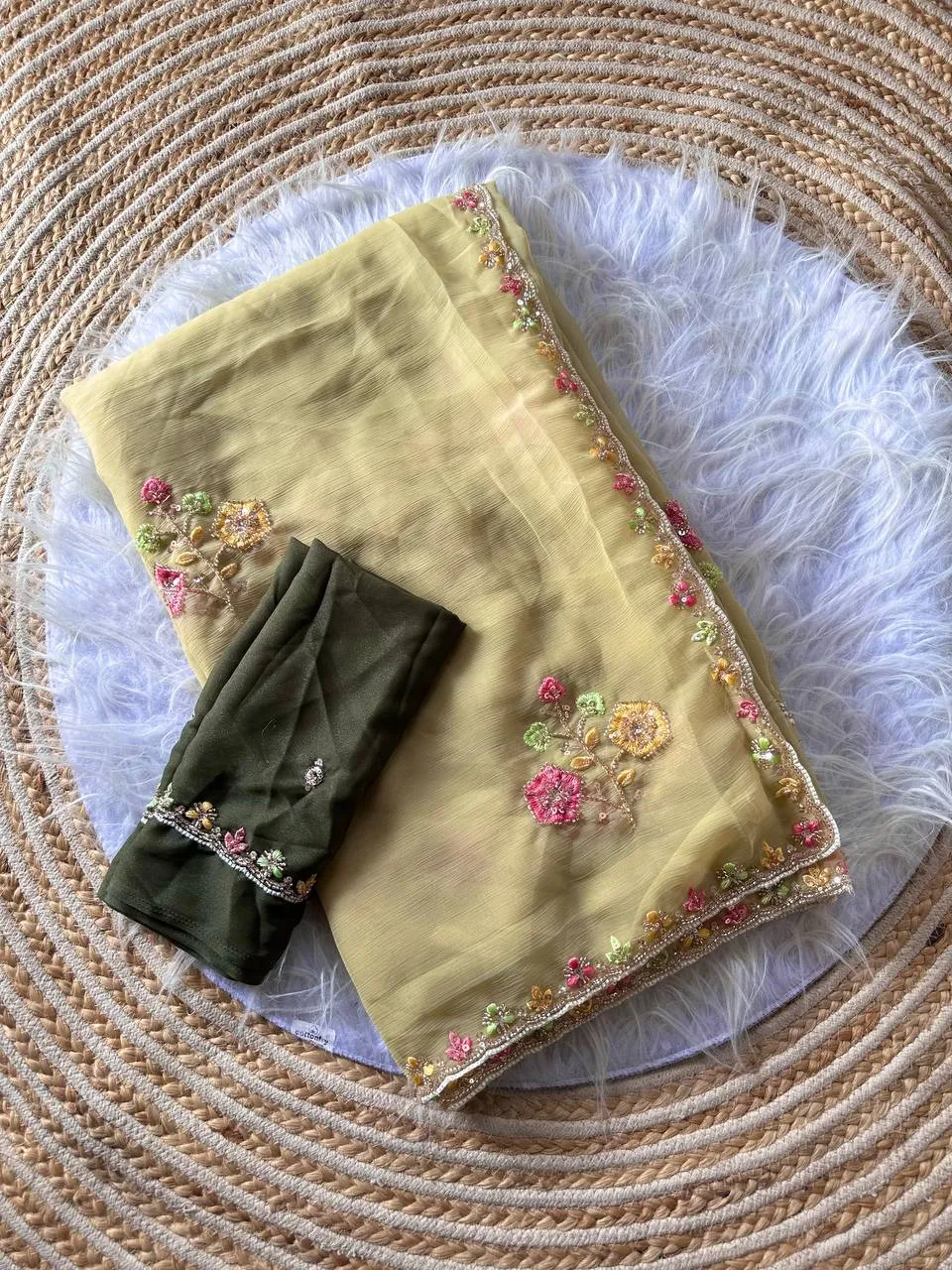 Buy MHV Morvi Chiffon Silk Embroidery Work Saree Collection 2026