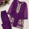 Latest Zarin Vadana Chinon Embroidery Work Kurti Pant Koti Set 2026