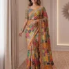Stylish DKT 5176 Chinon Ajarakh Printed Hand Mirror Work Saree 2026