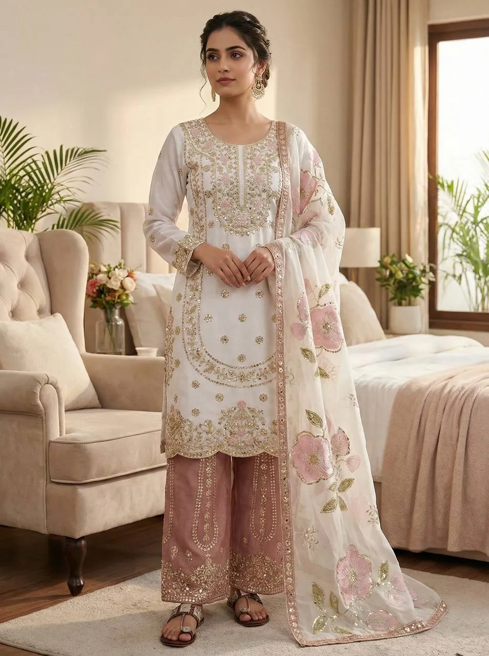 Stylish Sabina 884 Gmy Silk Embroidery Sequence Work Sharara Suit With Dupatta 2026