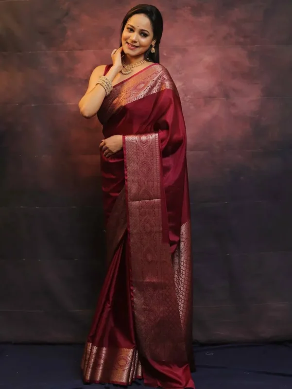 Latest Rani 300 Lichi Silk Cloth Jacquard Party Wear Saree 2026