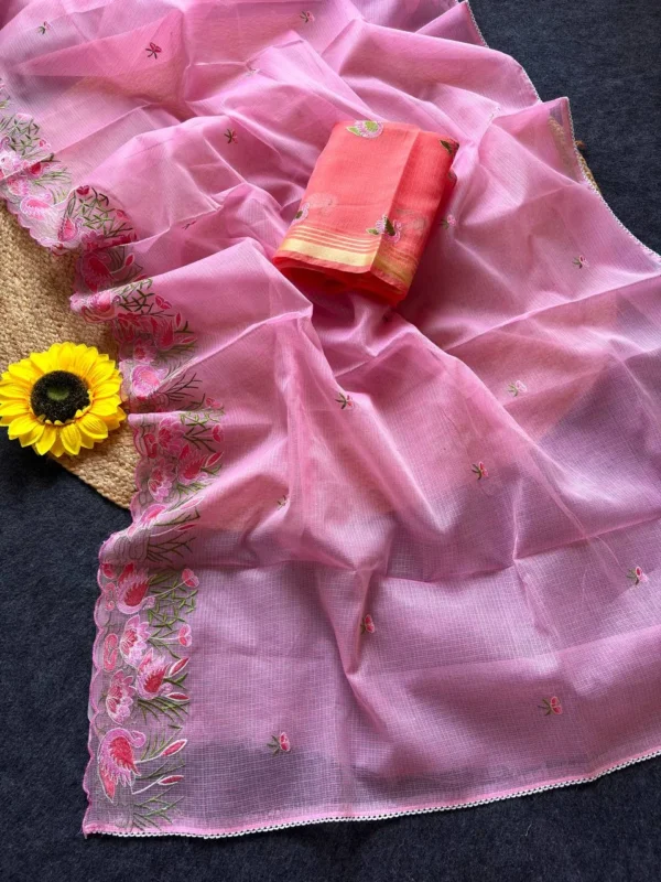 Launching MHV Bansi Doriya Embroidery Work Saree Supplier in Surat 2026