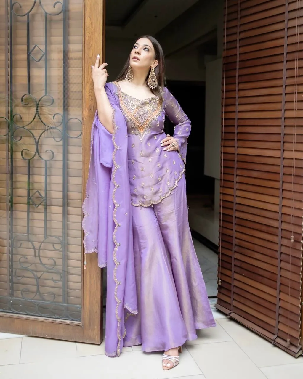 Launching Sabina 852 Simar Silk Embroidery Trending Party Wear Designer Top Gharara 2026
