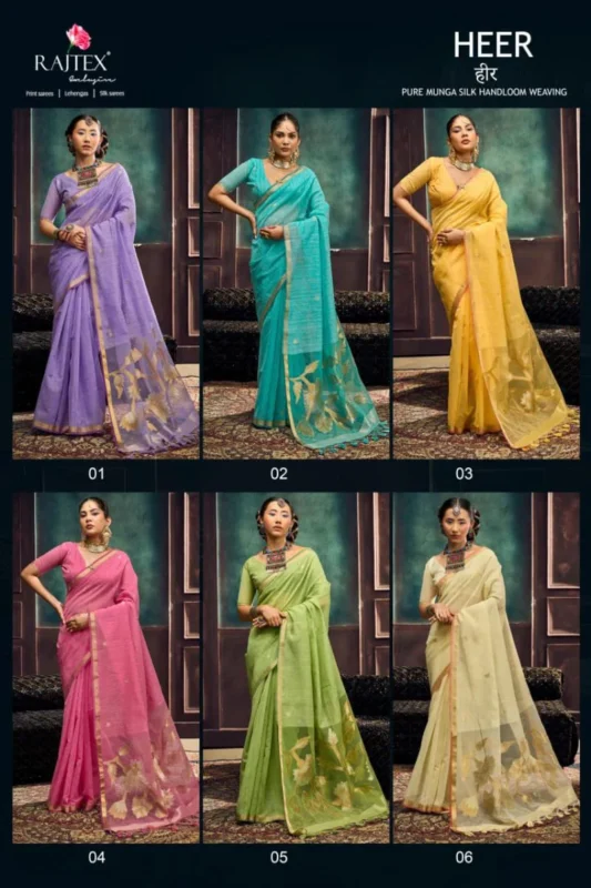 Stylish Rajtex Heer Munga Silk Handloom Saree Collection Wholesale 2026