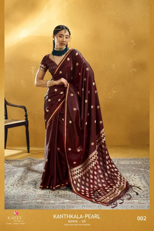 Launching Rajtex Kanthkala Pearl Satin Handloom Weaving Saree Collection Wholesale 2026