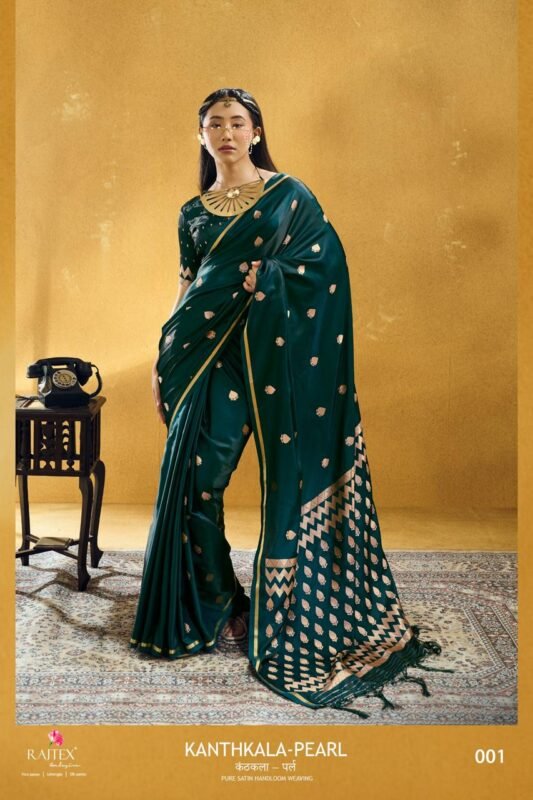 Launching Rajtex Kanthkala Pearl Satin Handloom Weaving Saree Collection Wholesale 2026
