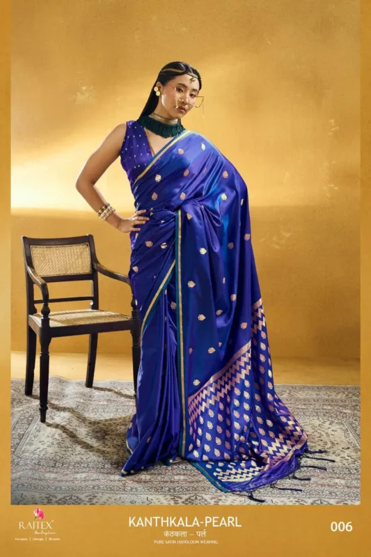 Launching Rajtex Kanthkala Pearl Satin Handloom Weaving Saree Collection Wholesale 2026