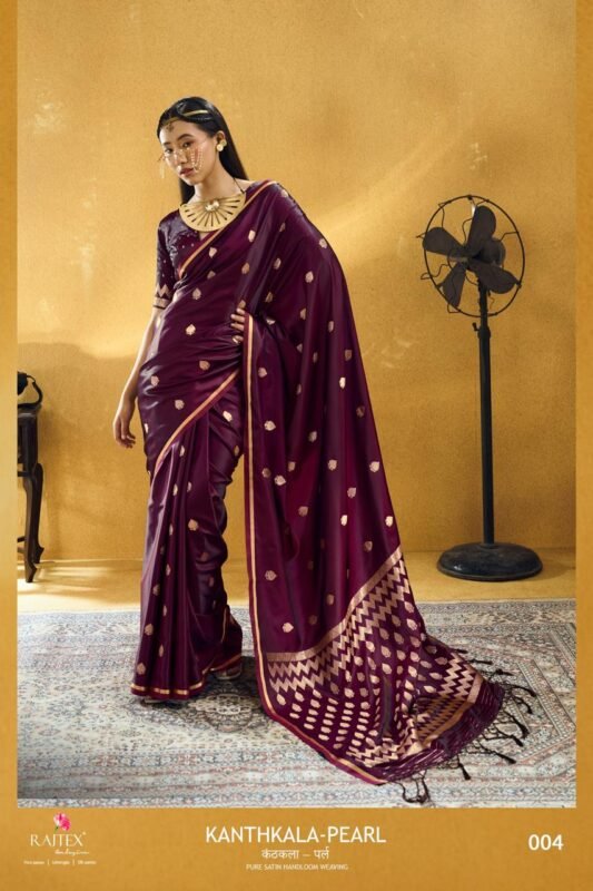 Launching Rajtex Kanthkala Pearl Satin Handloom Weaving Saree Collection Wholesale 2026