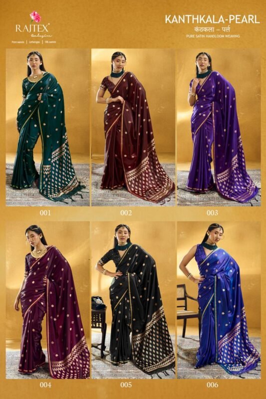 Launching Rajtex Kanthkala Pearl Satin Handloom Weaving Saree Collection Wholesale 2026