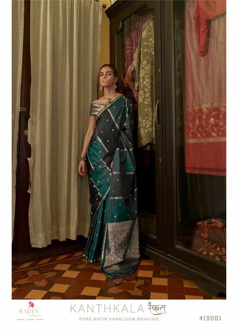 Rajtex Kanthkala Rangkat Satin Handloom Weaving Saree Collection Wholesale