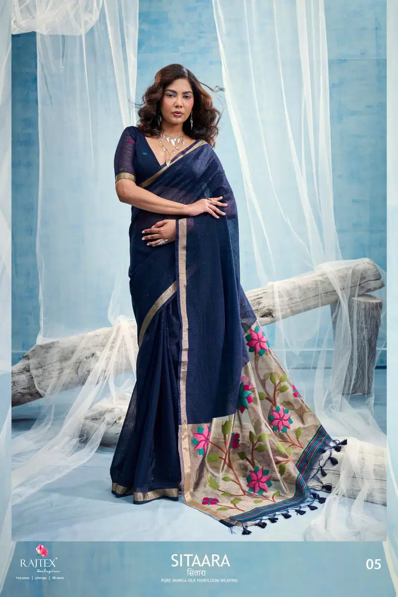 Rajtex Sitaara Munga Silk Handloom Weaving Saree Wholesale