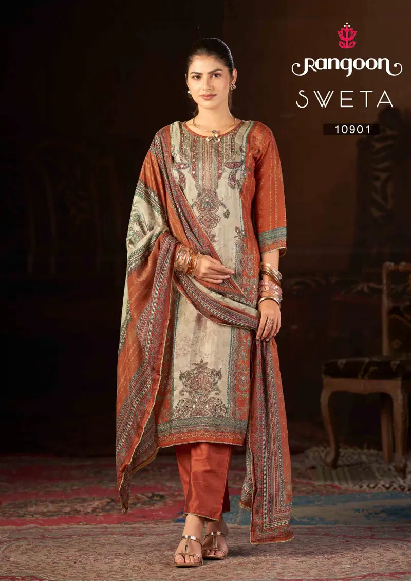 Rangoon Sweta Muslim Digital Print Kurti With Bottom Dupatta Wholesale