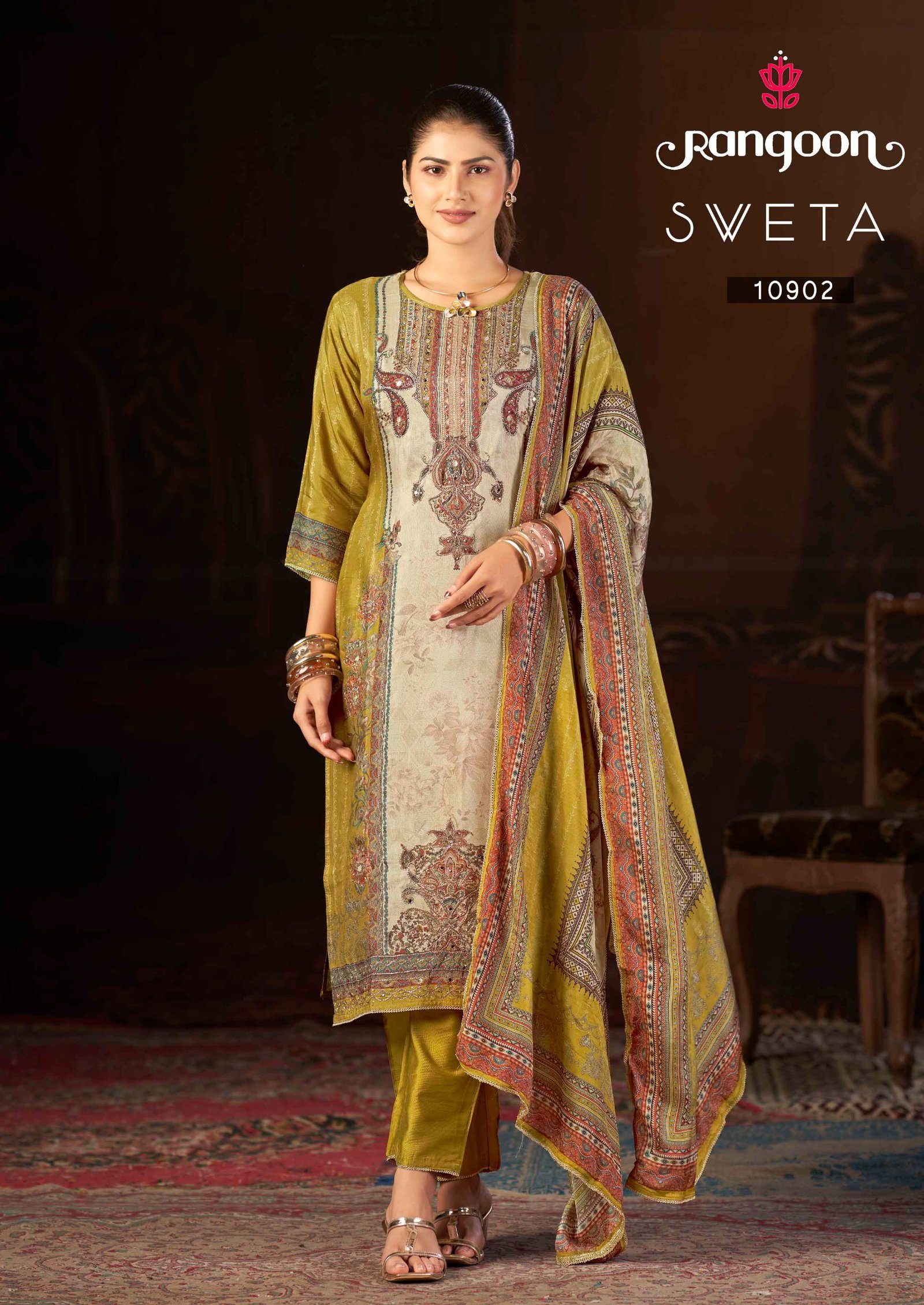 Latest Rangoon Sweta Muslim Digital Print Kurti With Bottom Dupatta Wholesale 2026