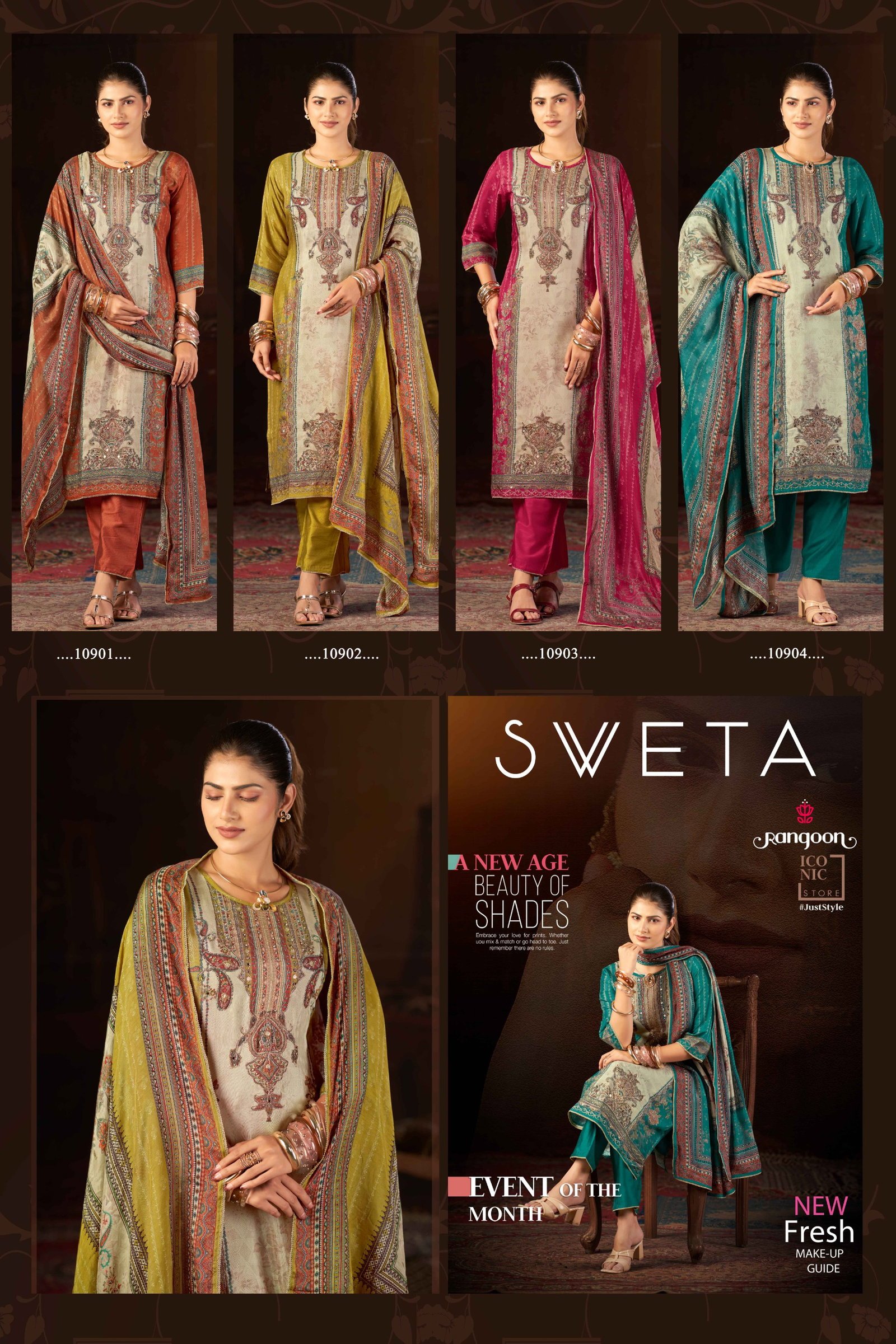 Latest Rangoon Sweta Muslim Digital Print Kurti With Bottom Dupatta Wholesale 2026