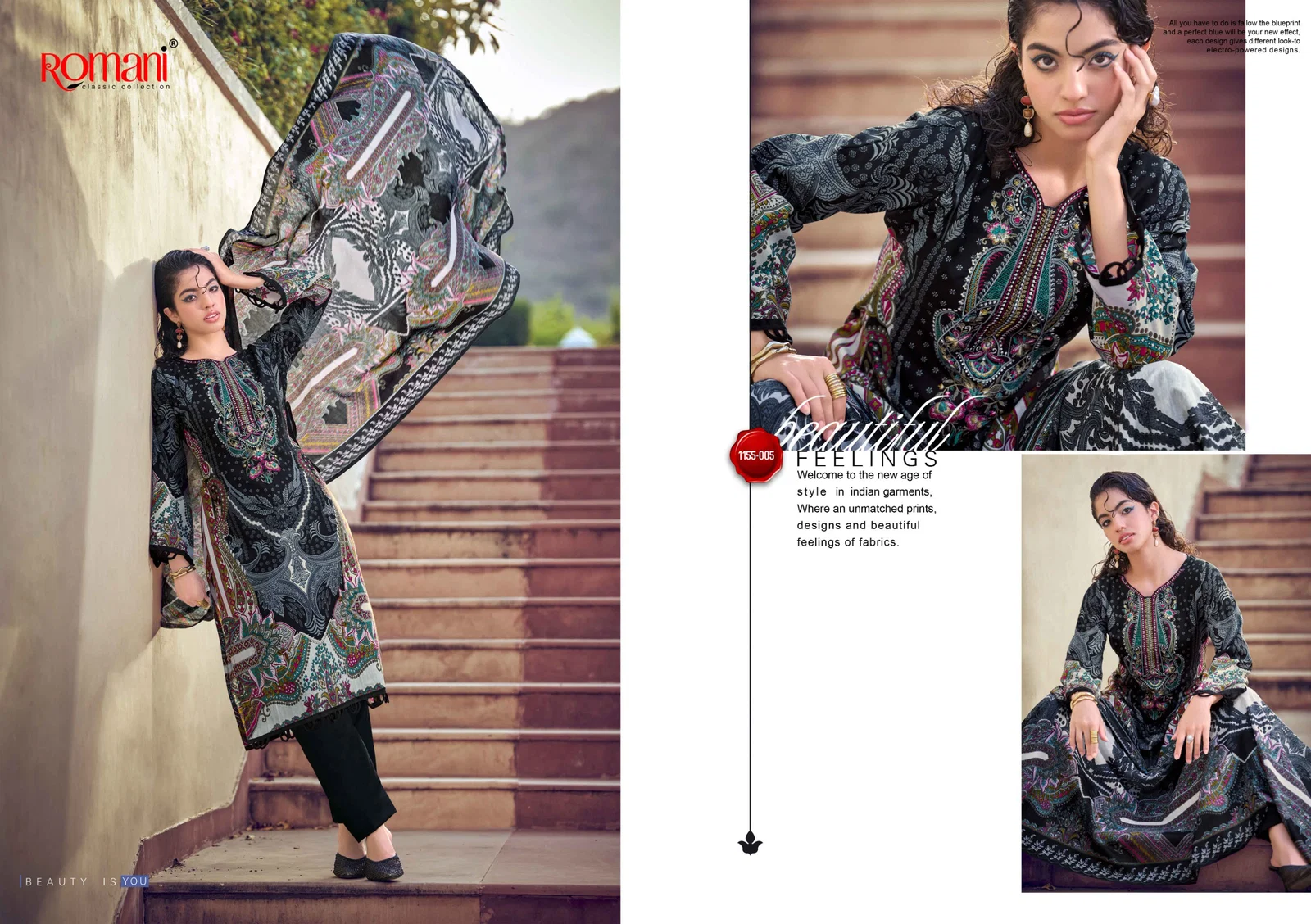 Romani Needle Wonder Vol 14 Cotton Embroidered Dress Material Wholesale